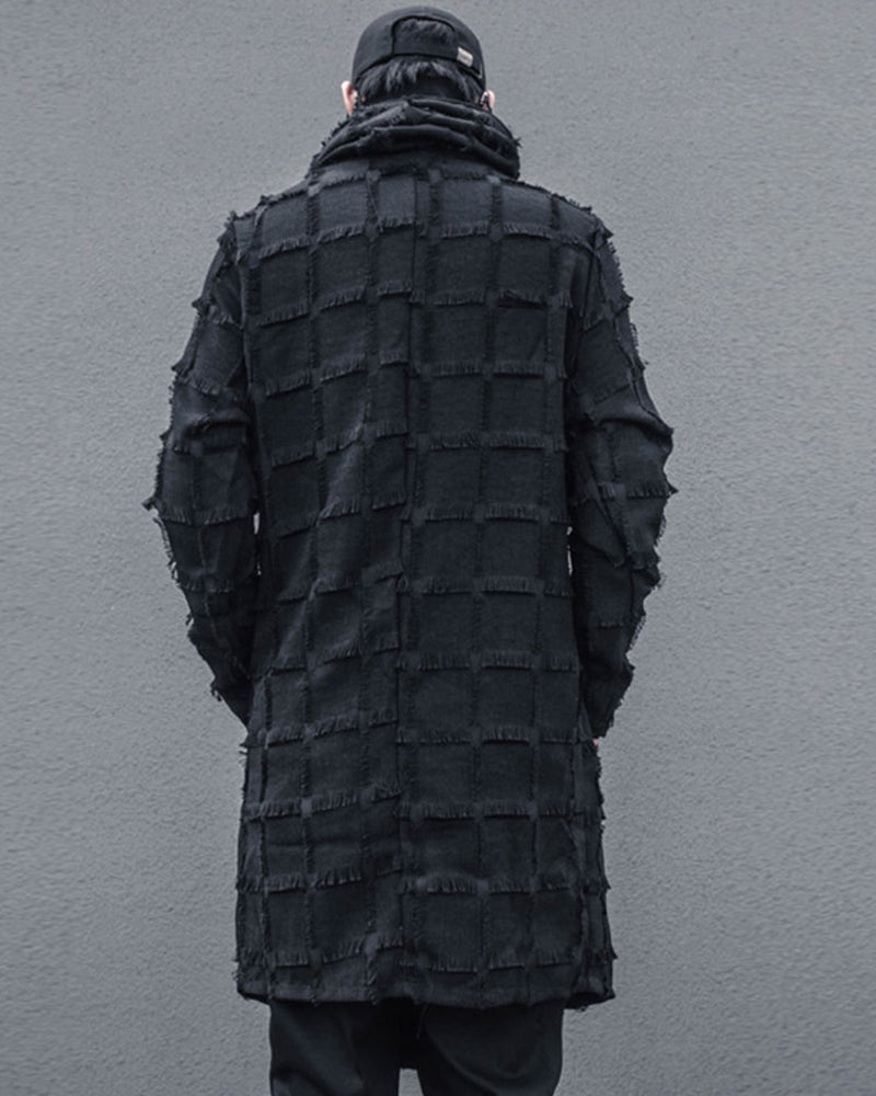 Yamamoto Stripe Lattice Fringe Long Coat