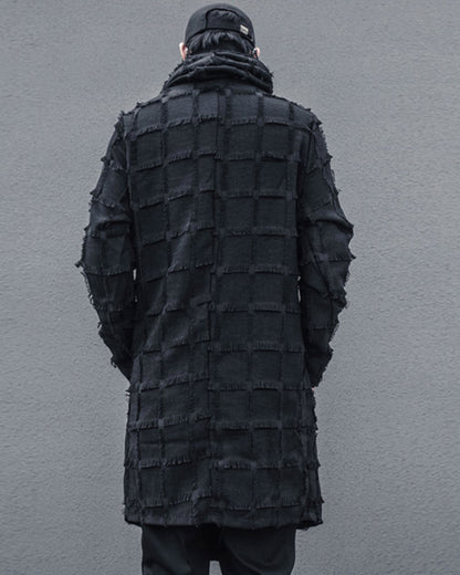 Yamamoto Stripe Lattice Fringe Long Coat