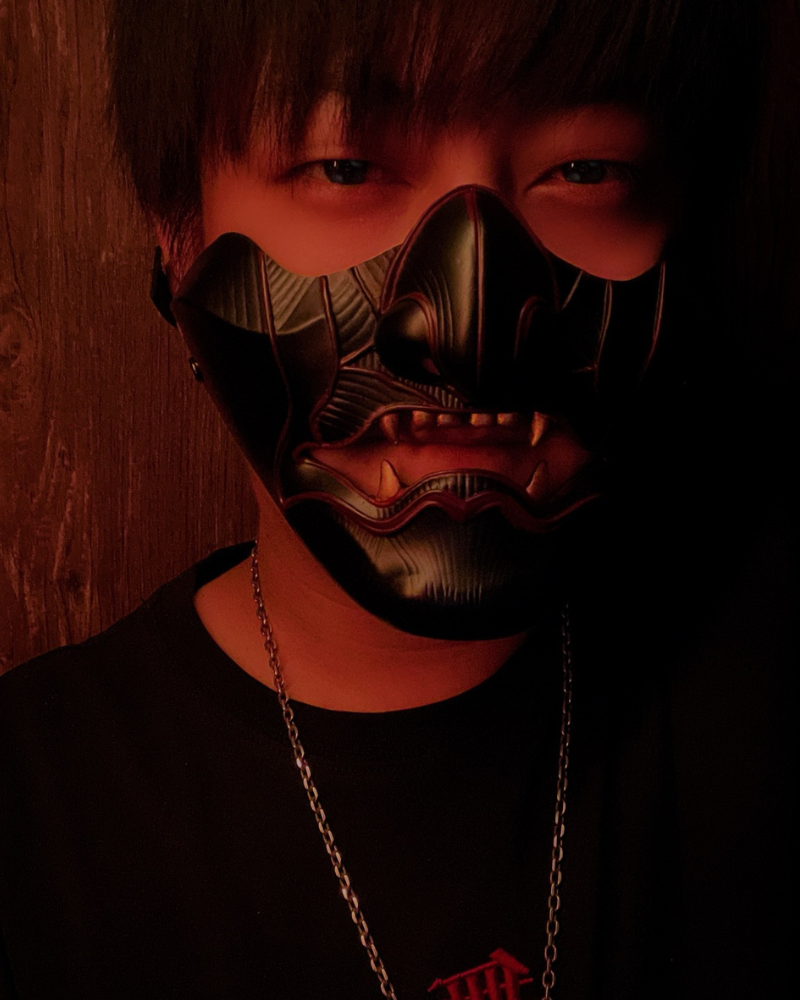 Yellow Teeth Monster Japanese Half Face Oni Mask