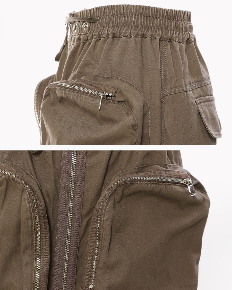 Zipper Multi-Pockets Long Cargo Skirt