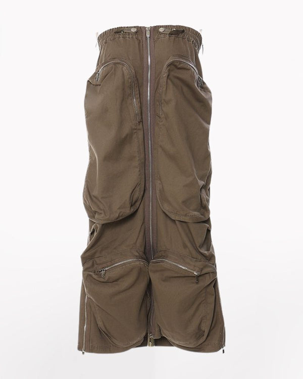 Zipper Multi-Pockets Convertible Cargo Skirt