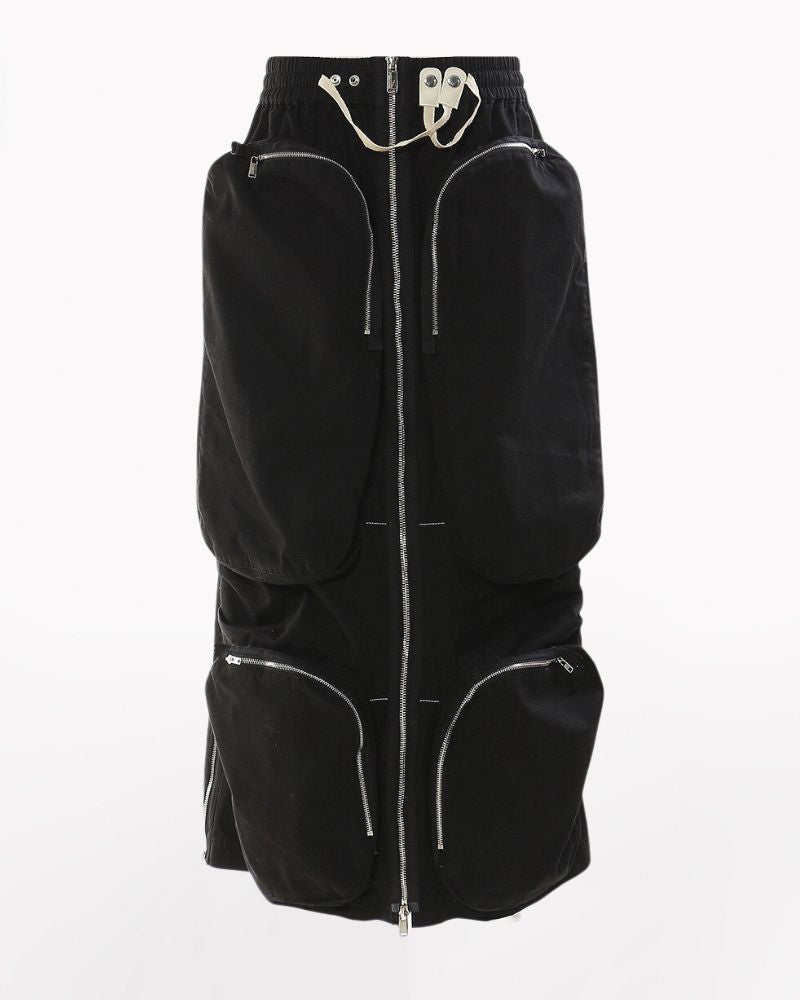 Zipper Multi-Pockets Long Cargo Skirt