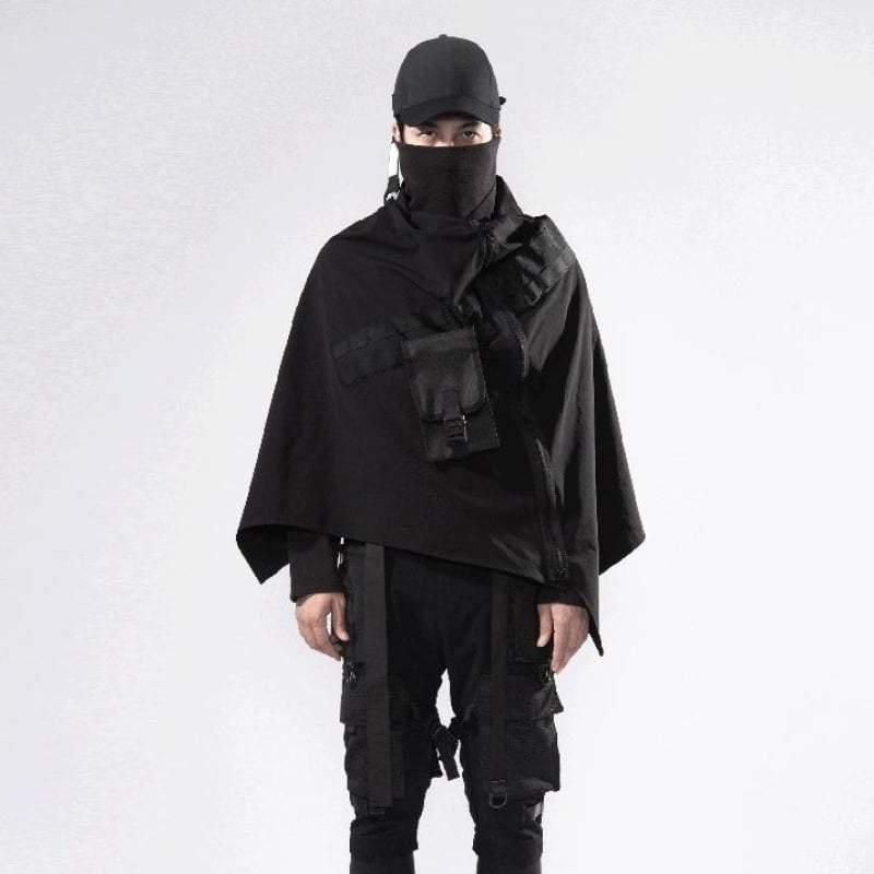 Techwear Cloak,cape,cloak and dagger,invisibility cloak,invisible cloak,cloak brand,black cloak,mens cloak,men's cloak,ninja cloak,ninja,techwear jacket, tech jacket,cyberpunk jacket, cyberpunk techwear jacket, cyberpunk samurai jacket, samurai jacket cyberpunk,ninja costume,ninja halloween costume,samurai jacket