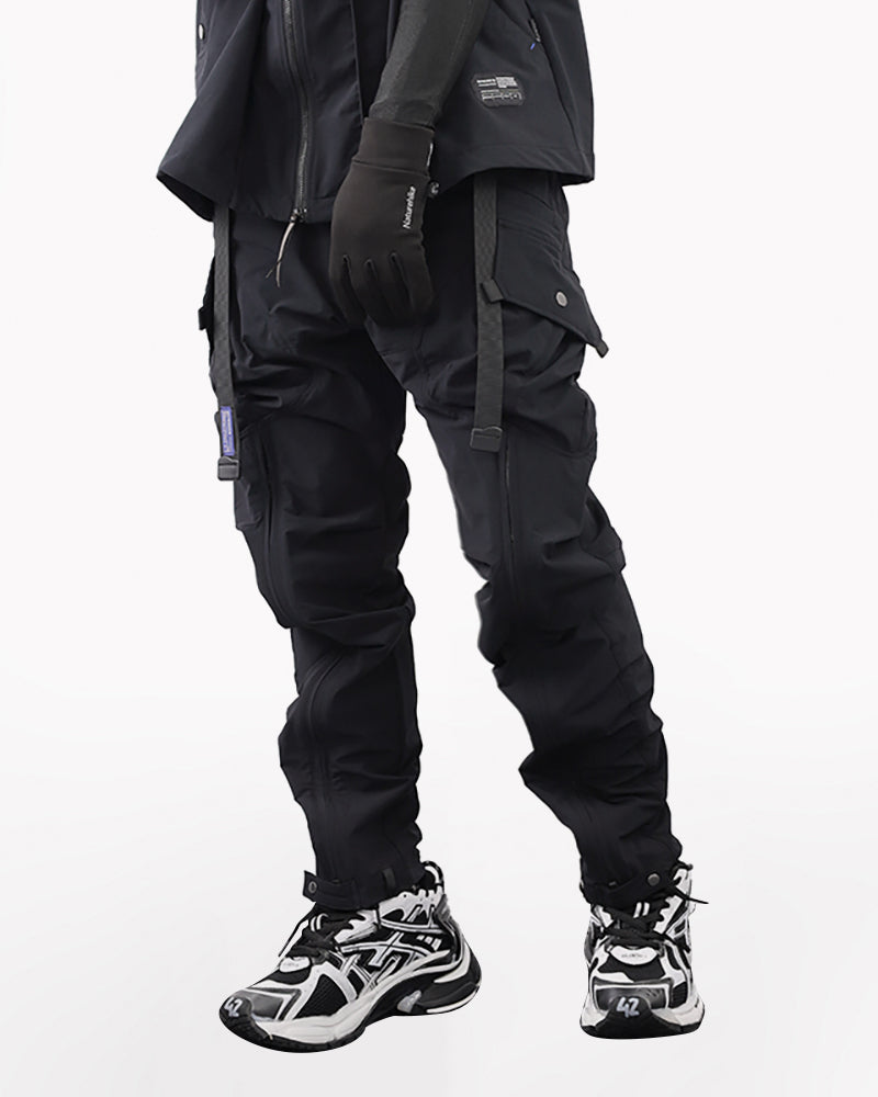 Techwear Laminated Zipper Black Cargo Pants – Techwear Official