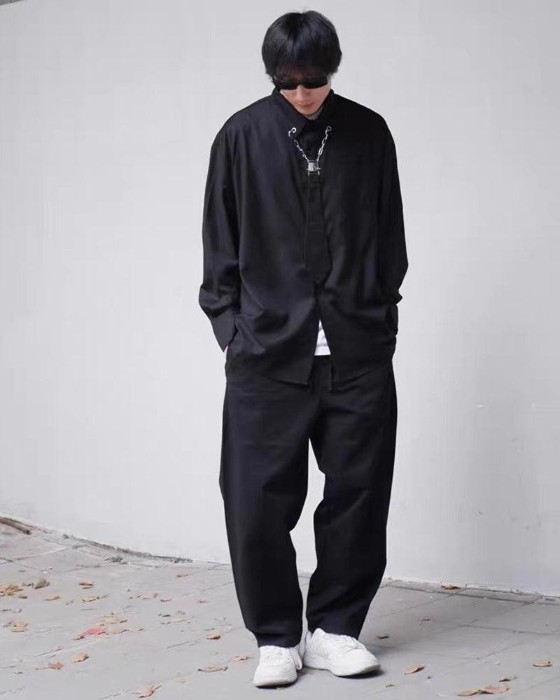 After Fashion Chain Tie Long Sleeve Shirt - Techwear Official