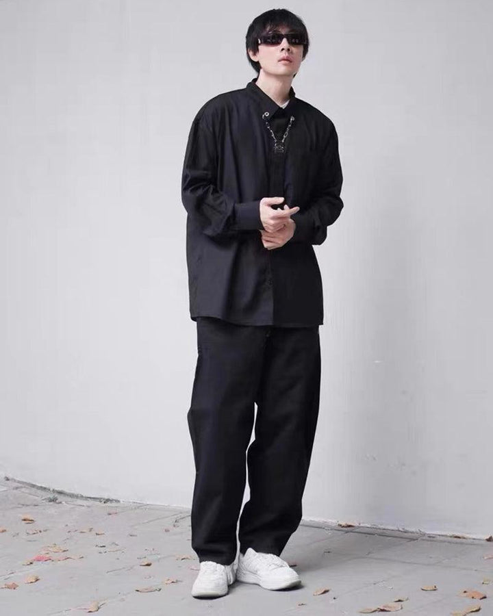 After Fashion Chain Tie Long Sleeve Shirt - Techwear Official