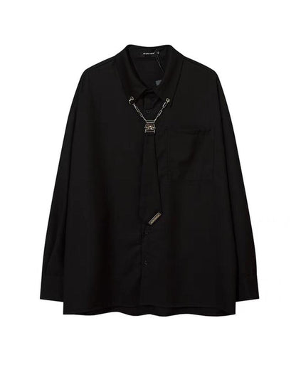 After Fashion Chain Tie Long Sleeve Shirt - Techwear Official