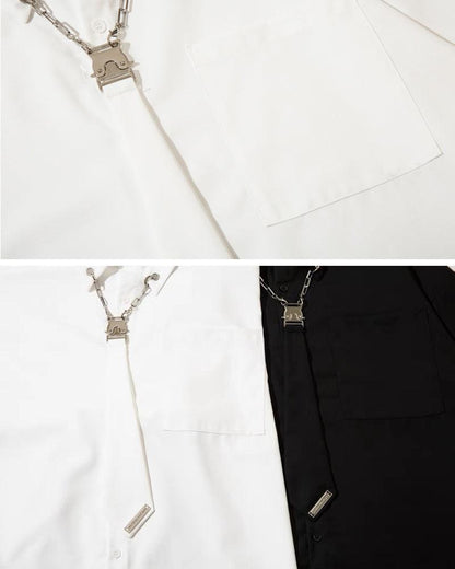 After Fashion Chain Tie Long Sleeve Shirt - Techwear Official