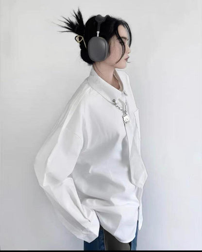 After Fashion Chain Tie Long Sleeve Shirt - Techwear Official