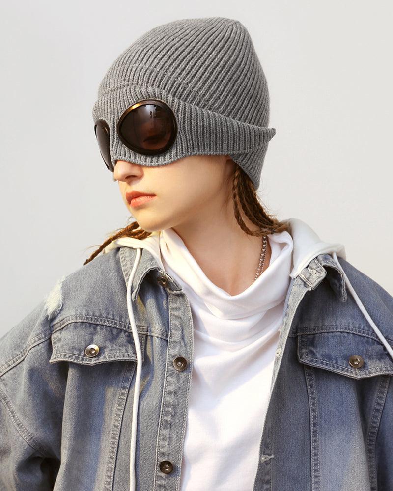 Aviator Sunglasses Knitted Futuristic Hat - Techwear Official