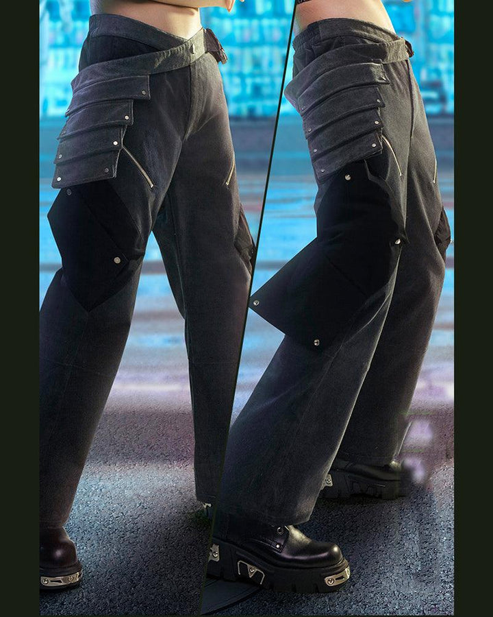 Back Lofty Cyberpunk Corduroy Pants - Techwear Official