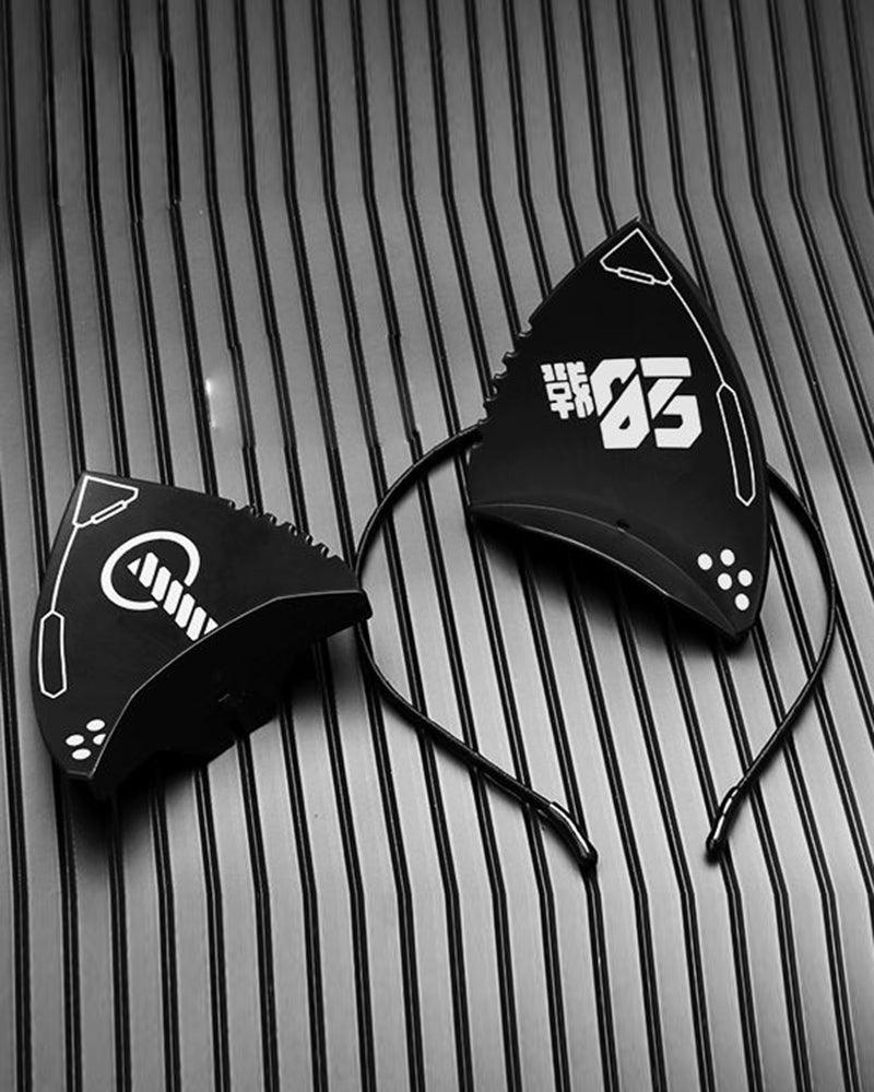 Bad Girl Cyberpunk Cat Ear Headband And Mask (Sold Separately) - Techwear Official