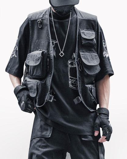 Beat It Multi-pocket Fishnet Vest - Techwear Official