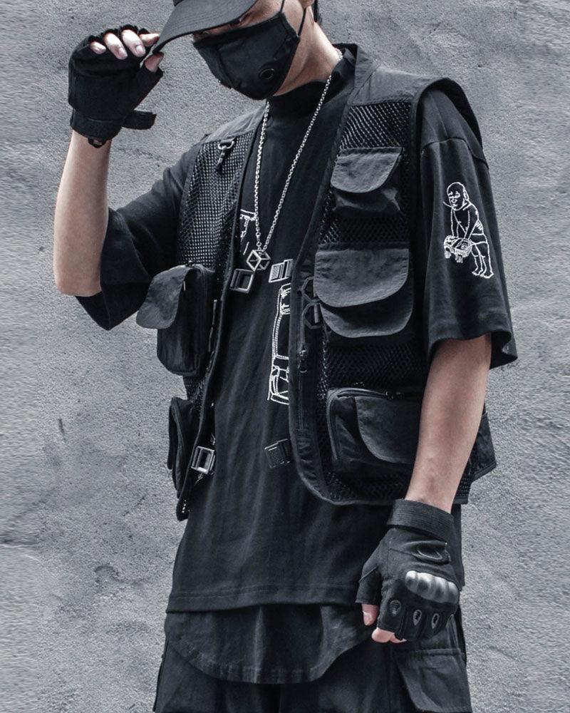 Beat It Multi-pocket Fishnet Vest - Techwear Official