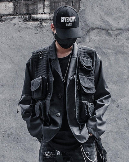 Beat It Multi-pocket Fishnet Vest - Techwear Official