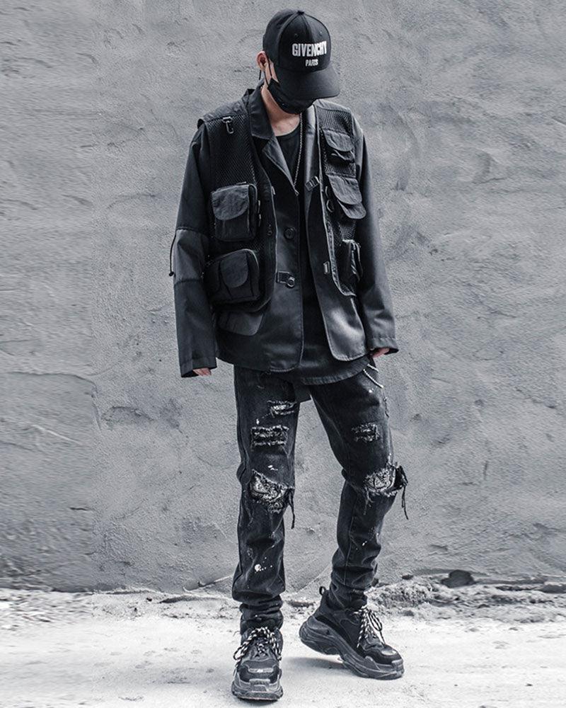 Beat It Multi-pocket Fishnet Vest - Techwear Official