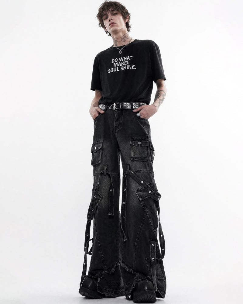 Multi-Pocket Wide-Leg Cargo Y2K Jeans