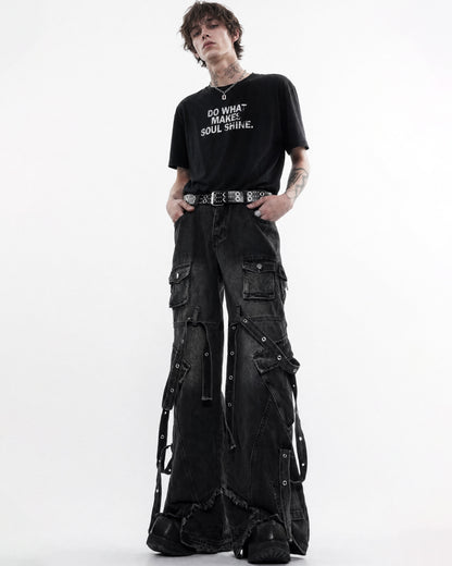 Multi-Pocket Wide-Leg Cargo Y2K Jeans