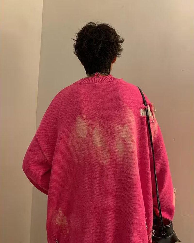 Couple Tie Dye Hole Pin Sweater - Techwear Official