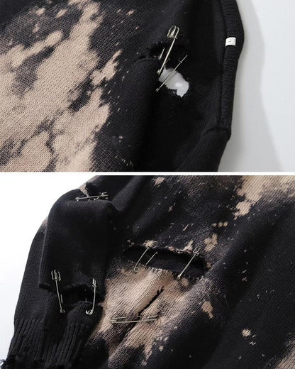 Couple Tie Dye Hole Pin Sweater - Techwear Official