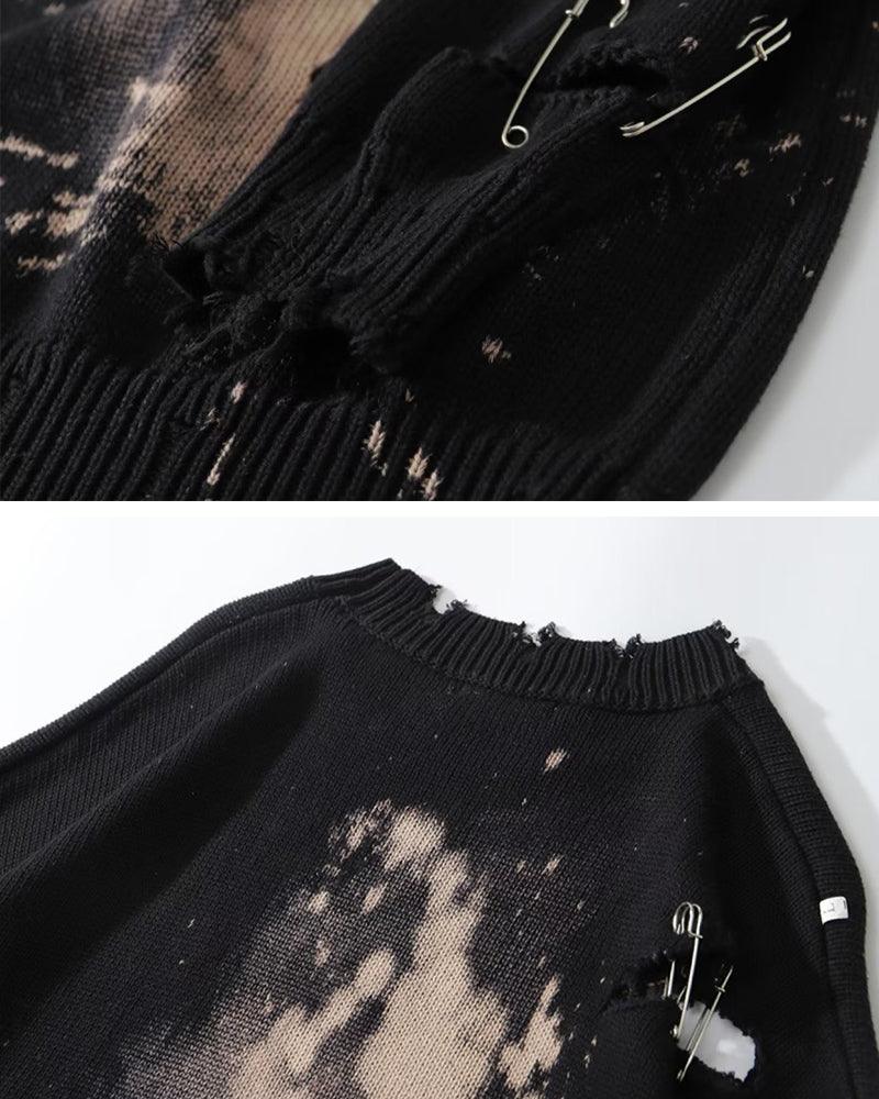 Couple Tie Dye Hole Pin Sweater - Techwear Official
