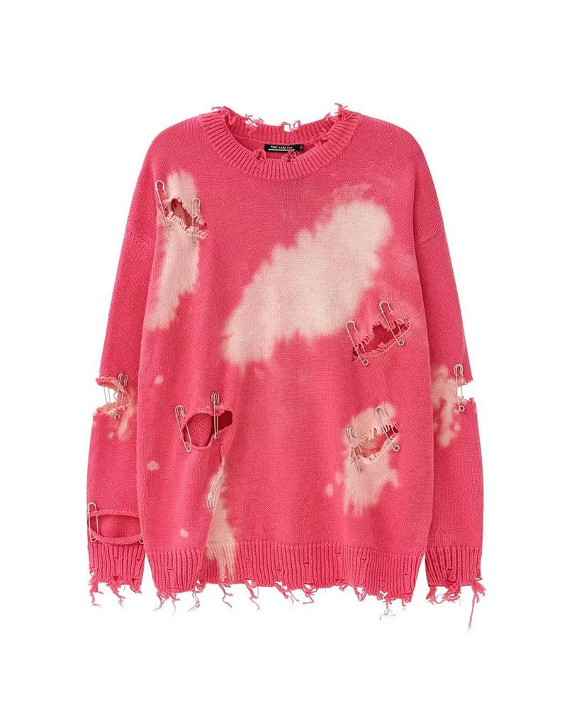 Couple Tie Dye Hole Pin Sweater - Techwear Official