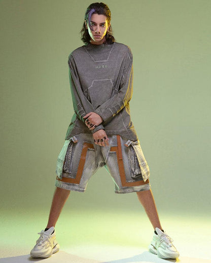 Cyberpunk 3D Cut Dyed Washed Sweatshirt - Techwear Official