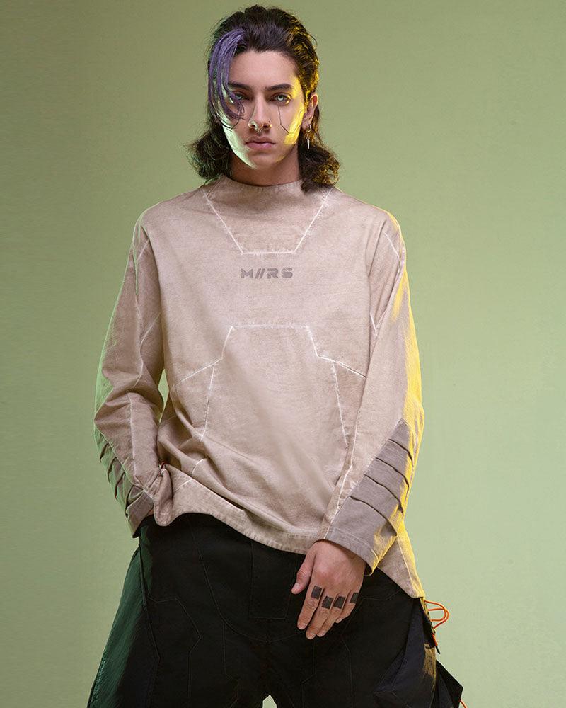 Cyberpunk 3D Cut Dyed Washed Sweatshirt - Techwear Official