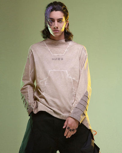 Cyberpunk 3D Cut Dyed Washed Sweatshirt - Techwear Official