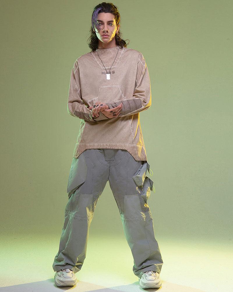 Cyberpunk 3D Cut Dyed Washed Sweatshirt - Techwear Official