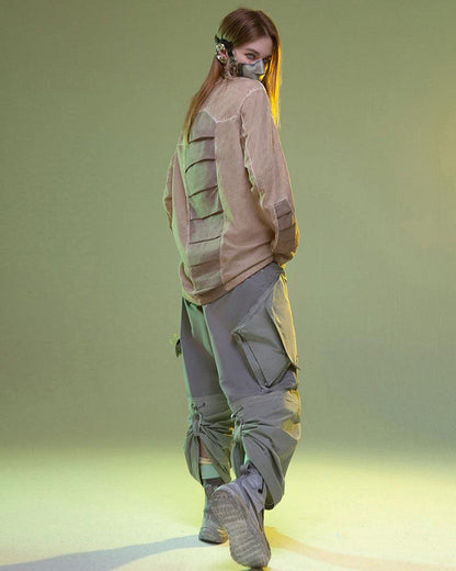 Cyberpunk 3D Cut Dyed Washed Sweatshirt - Techwear Official