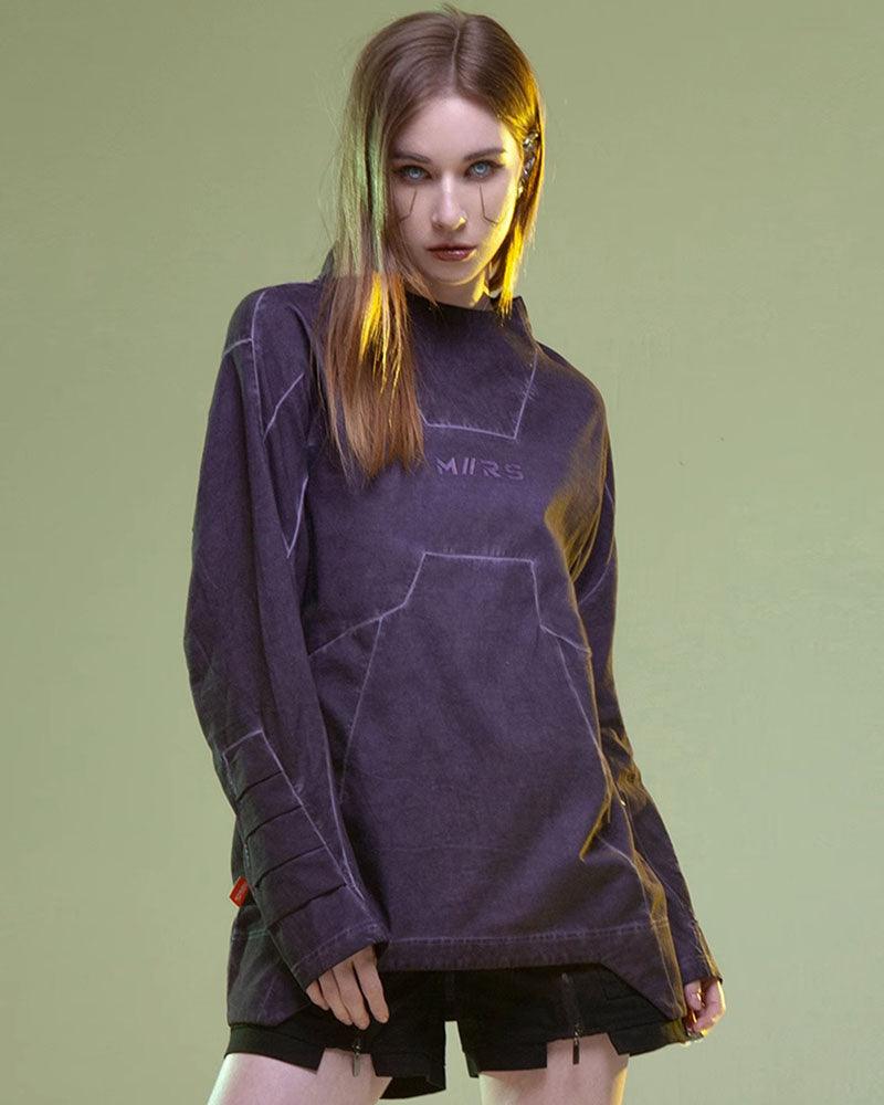 Cyberpunk 3D Cut Dyed Washed Sweatshirt - Techwear Official