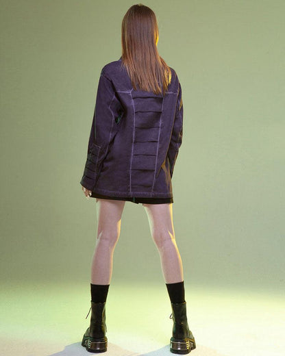 Cyberpunk 3D Cut Dyed Washed Sweatshirt - Techwear Official