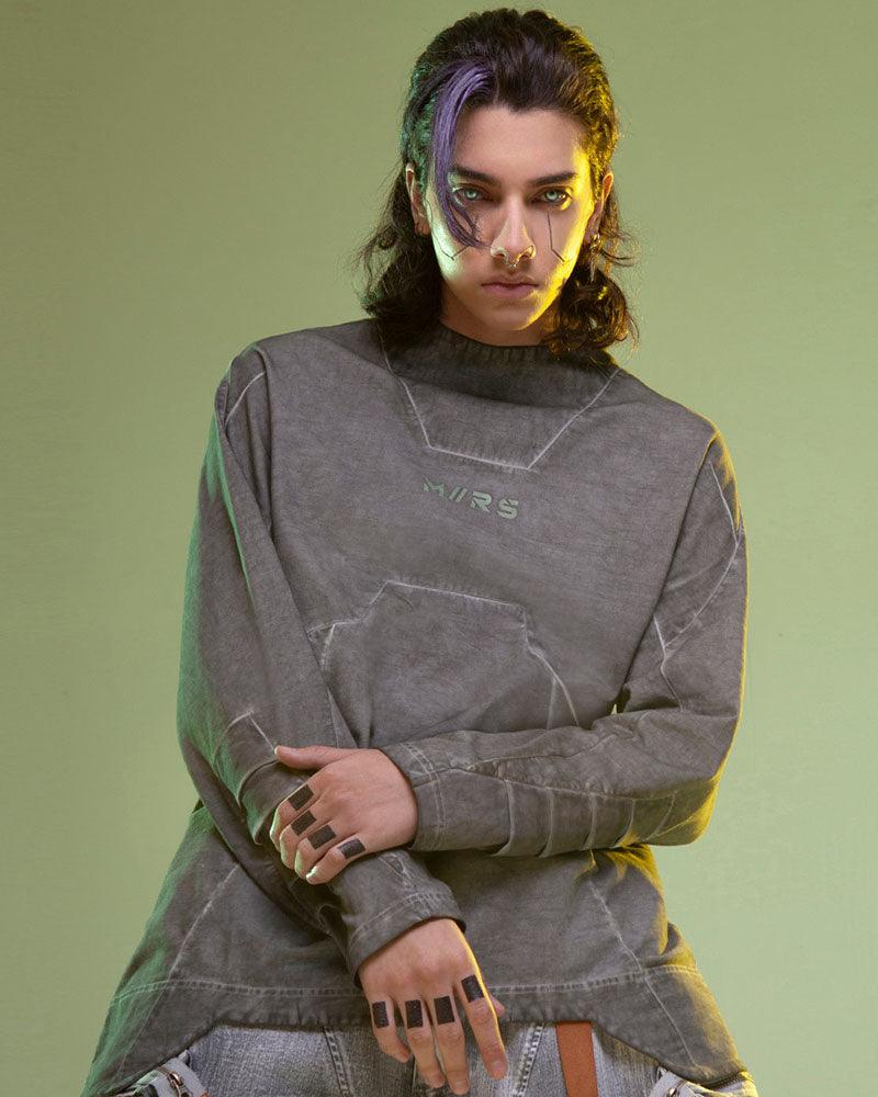 Cyberpunk 3D Cut Dyed Washed Sweatshirt - Techwear Official