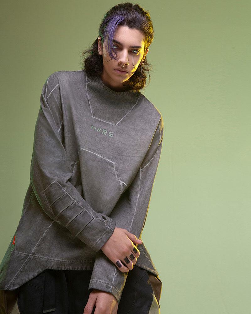 Cyberpunk 3D Cut Dyed Washed Sweatshirt - Techwear Official