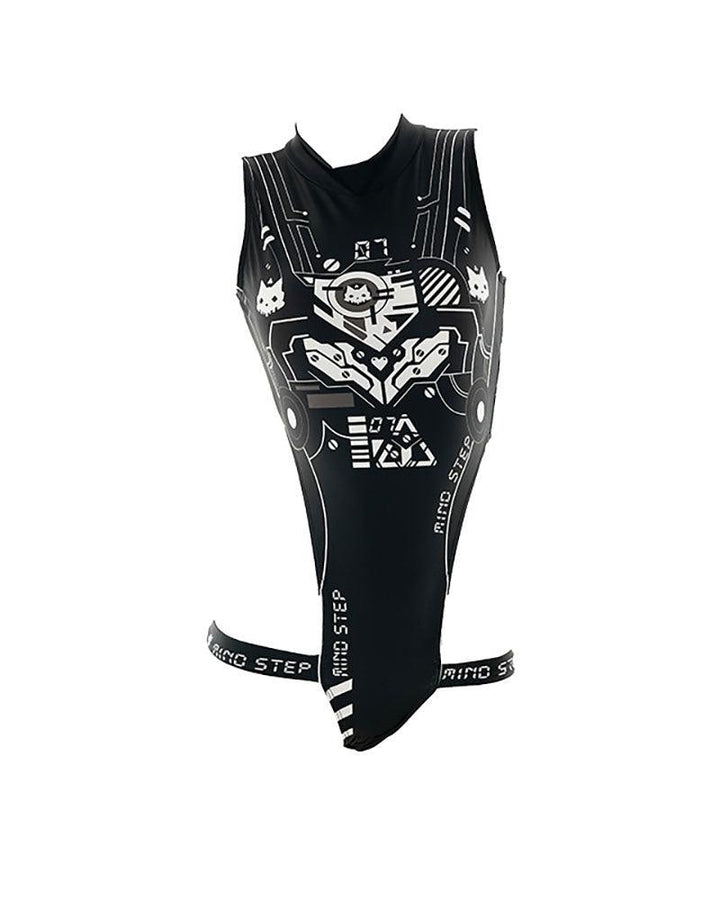 Cyberpunk Black Mechanic Cat Leg Ring Swimsuit Socks Mask Set - Techwear Official