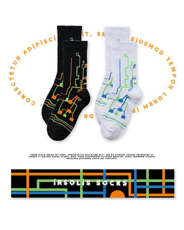 Cyberpunk Circuit Board Sports Socks - Techwear Official