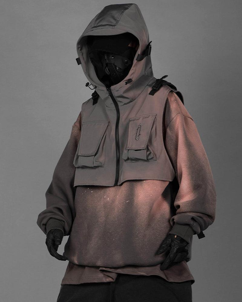 Cyberpunk Fake Two piece Vest Hoodie