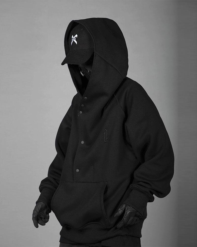 Cyberpunk Functional Slanted Placket Hoodie – Techwear Official