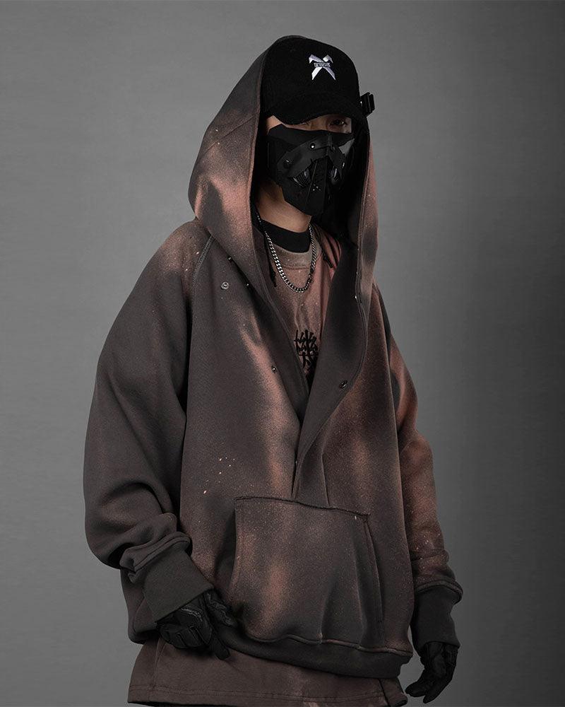 Cyberpunk Functional Slanted Placket Hoodie – Techwear Official