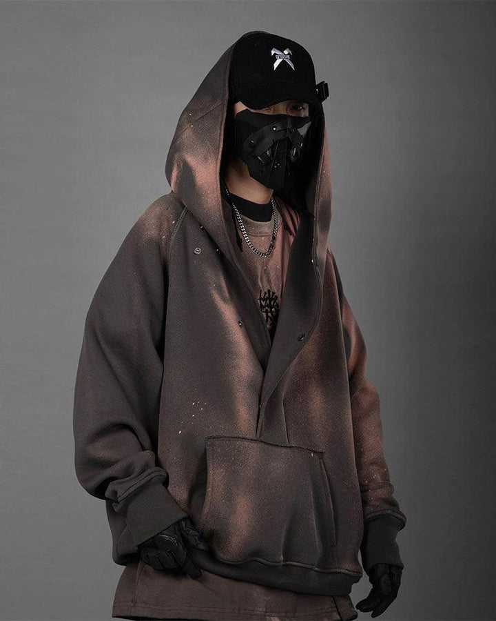 Cyberpunk Functional Slanted Placket Hoodie - Techwear Official