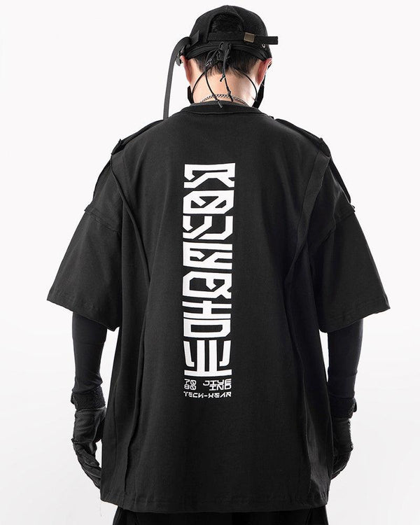 Cyberpunk Letter Print T-Shirt - Techwear Official