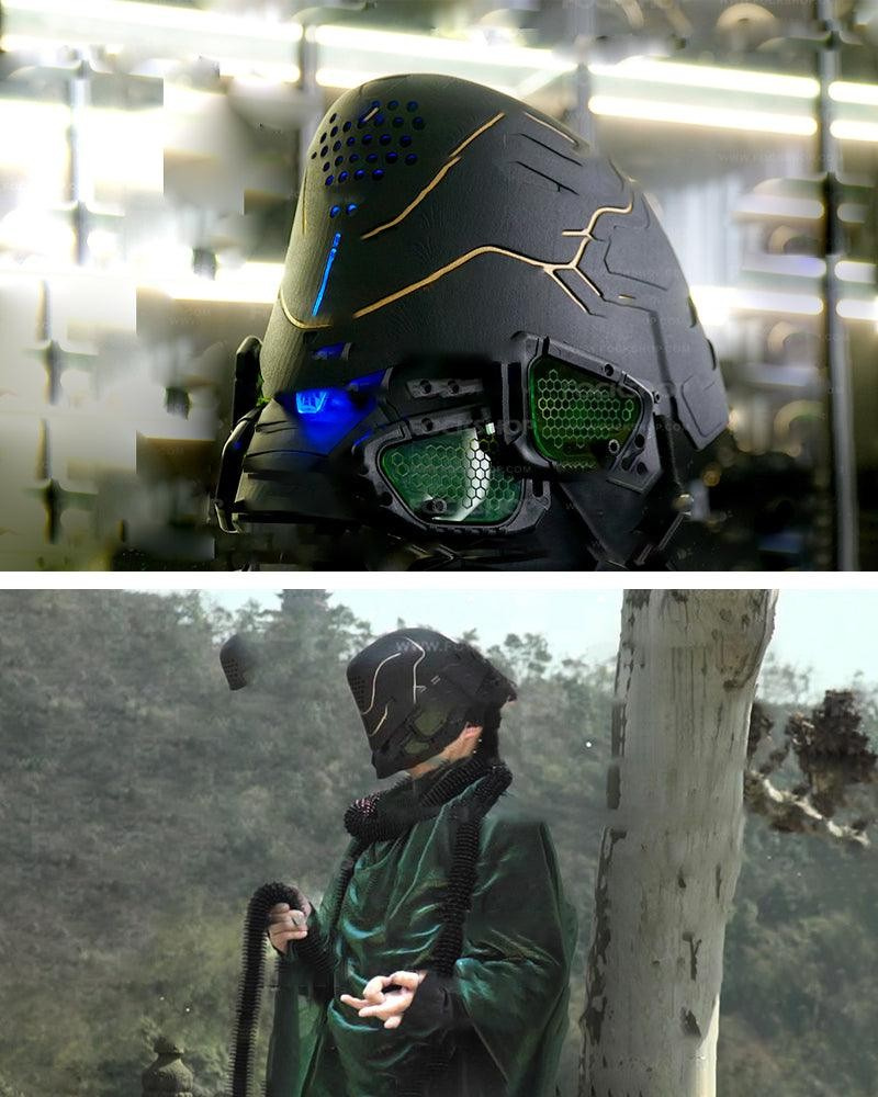Mech Ares Futuristic Cyberpunk Helmet, for Men, Size Onesize, Black