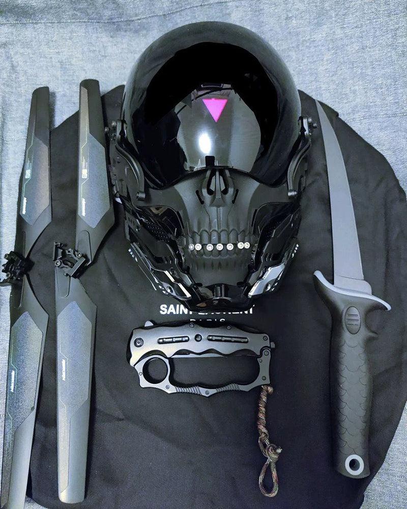 Extradimensional Judge Cyberpunk Skull Glowing Mask - Techwear Official