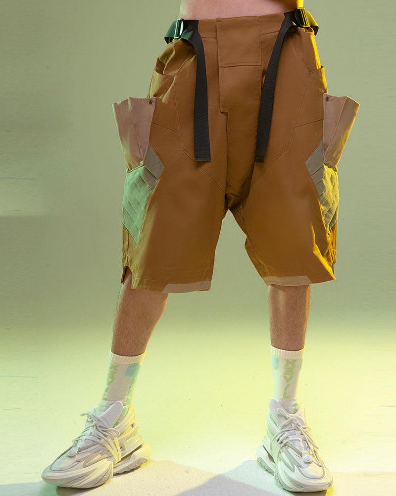 XIPHEVIL Fist Power Cyberpunk Washed Cargo Shorts – Techwear Official