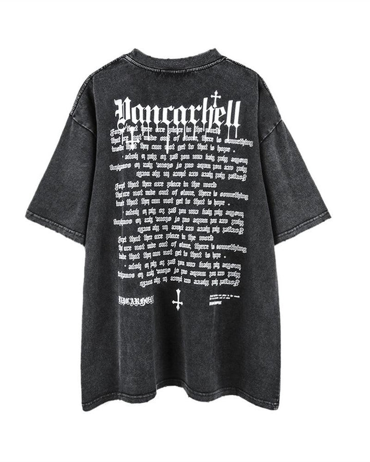 Dark Charms Washed Denim Gothic T-Shirt - Techwear Official