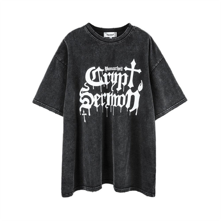 Dark Charms Washed Denim Gothic T-Shirt - Techwear Official