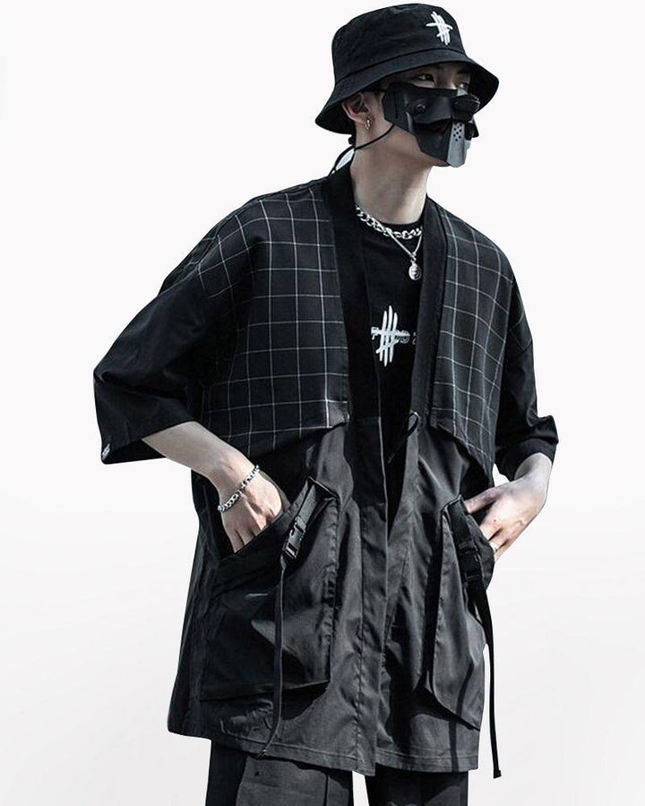 Darkwear Embroidery Ribbon Samurai Kimono - Techwear Official