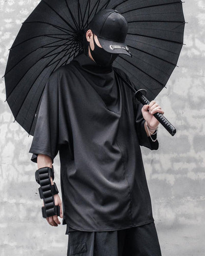 Techwear T-shirts,tactical shirt,mens black tees,cargo t-shirt men&