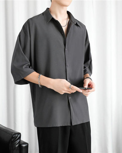 Summer Coffee Ice Silk Shirt - Techwear Official